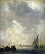 欧洲12-19世纪油画六_GOYEN, Jan van - A River Scene, with Fishermen laying a Net